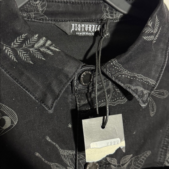 NWT Disturbia Callopistria Moth Print Denim Jumpsuit size 10 - Picture 6 of 11